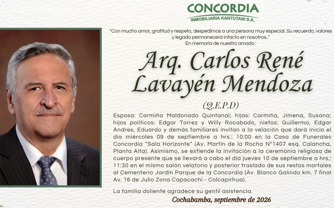 Necrológico: Arq. Carlos R. Lavayen M.